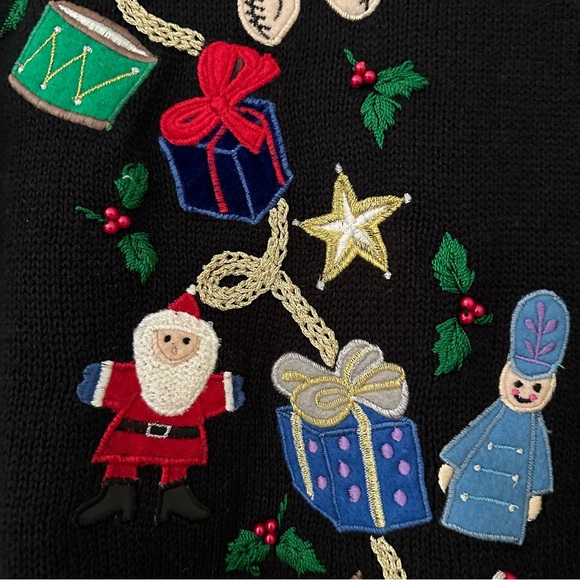 Vintage 90s Basic Editions Embroidered Christmas Novelty Sweater  Medium - Picture 7 of 13